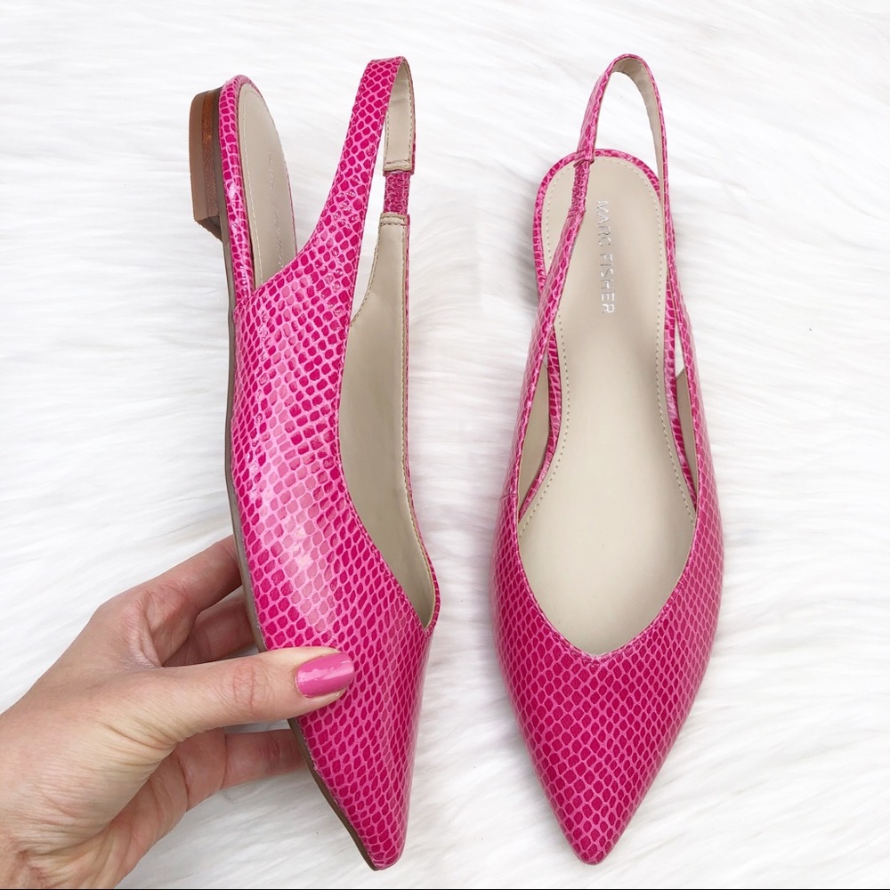New Marc Fisher Snake Embossed sling back Flats